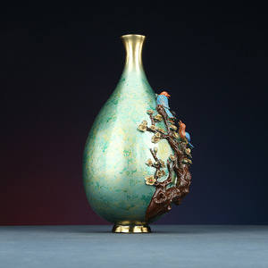 Copper Magpie <b>Vase</b> Green Spots Handmade Traditional Decor For Home Office Gifts - Product Image 2