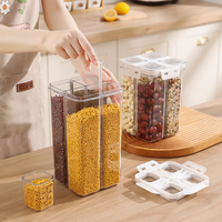 Boîte de rangement de cuisine micro-ondable sans BPA de luxe avec couvercle en plastique scellé Quadrate Grain réservoir de nourriture