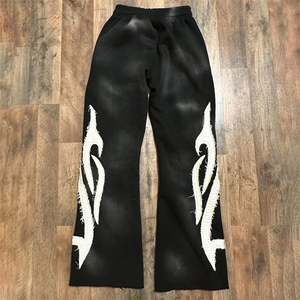 Automne hommes décontracté vêtements de rue à capuche survêtement ensemble conception personnalisée en détresse Patchwork brodé impression survêtement lourd - Product Image 4