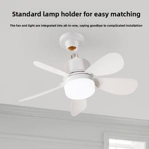 Ventilateur de plafond moderne avec éclairage LED, 5 pales, corps en plastique, télécommande, 5 vitesses, montage encastré, blanc, salon, moteur DC, 2700K, dimmable - Product Image 1