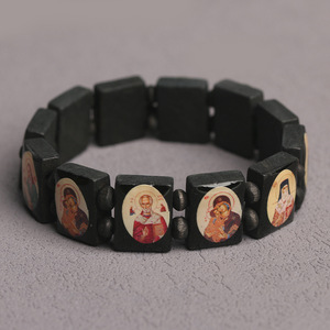 Bracciale con texture in legno e decorazioni a goccia d'olio della Chiesa Ortodossa Orientale - Product Image 3