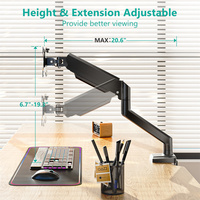 Soporte de monitor de brazo de ordenador con resorte de gas ajustable único Soporte de montaje VESA para pantallas de 4,4-17,6 libras y 13-32 pulgadas