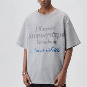 Vente en gros de t-shirts pour homme, streetwear, impression personnalisée de t-shirts en coton de haute qualité, 230g, poids régulier, t-shirts imprimés, t-shirts à col rond - Product Image 4