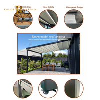 Pare-soleil moderne imperméable en PVC pliable et rétractable Pergolas avec lumière LED auvent motorisé de toit auvent de patio pergola électrique