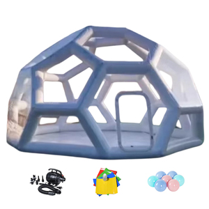 JUNAO <strong>Inflatable</strong> Football Bubble House Dome Tent PVC Easy Setup Birthday Party Bouncing House Transparent Castle 3m Diameter 3-4 - Product Image 1