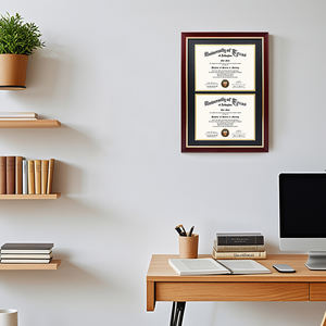 チェリーウッドダブル8.5 "x 11" ディプロマ証明書フレーム卒業フレームクラシックゴールドトリムと粉砕防止ガラス付き - Product Image 6