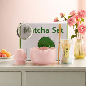 Accessoires Matcha en céramique japonaise personnalisés coffret cadeau rose avec bol Chawan Chasen <span class=keywords><strong>fouet</strong></span> en bambou cuillère à thé pour café et thé - Product Image 1