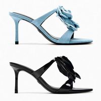 Sandales compensées tendance pour femme en jean bleu avec fleurs, légères et respirantes, idéales pour les soirées estivales - Nouveauté très prisée