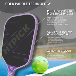 Raquette de pickleball en fibre de carbone brute T700, noyau en nid d'abeille PP 16 mm, approuvée USAPA - Product Image 2