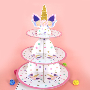 DAMAI Supports à gâteaux en gros, Supports à gâteaux de mariage, Supports à gâteaux licorne en papier à 3 niveaux, Fournitures pour fêtes d'anniversaire - Product Image 2