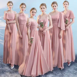 2023 New arrival peach color Chiffon Bridesmaid Wedding dresses for bridesmaid