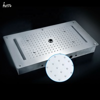 Ensemble de douche de luxe multifonction encastré avec robinets chaud/froid et grand jet de pluie Cascade, Brume, Colonne