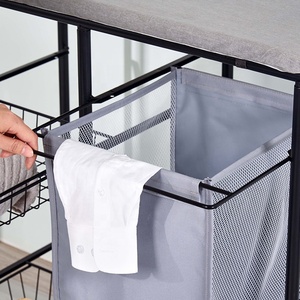 Carrello <span class=keywords><strong>Portabiancheria</strong></span> Scorrevole Resistente con Asse <span class=keywords><strong>da</strong></span> Stiro e <span class=keywords><strong>Cesto</strong></span> Estraibile a 2 Livelli - Product Image 3