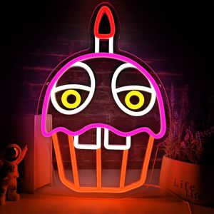 Insegna al Neon <span class=keywords><strong>Five</strong></span> <span class=keywords><strong>Nights</strong></span> <span class=keywords><strong>at</strong></span> <span class=keywords><strong>Freddy</strong></span>'<span class=keywords><strong>s</strong></span> Cupcake per Decorazione <span class=keywords><strong>di</strong></span> Stanze e Giardini, Luci Colorate Ispirate al Popolare Gioco - Product Image 6