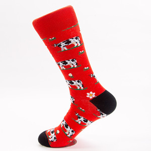 Chaussettes en coton 200N pour hommes, motif animaux de la ferme (mouton, vache, <span class=keywords><strong>cochon</strong></span>), fantaisie, décontractées, thème pastoral, cadeau - Product Image 2