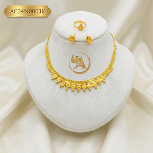Women's Classic Vintage Gold Plated Box <b>Chain</b> Choker Necklace Set with Earrings for Wedding Everyday Wearing - Product Image 1