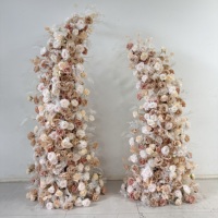 H-988 Décoration de mariage du même style, mur de fleurs artificielles marron, automne, avec arche florale pour mariage