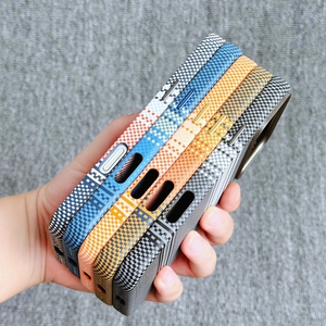 Coque de téléphone magnétique en cuir PU à motif rayé coloré, vente en gros d'usine, pour iPhone 17 16 15 14 13 12 Pro Max - Product Image 5