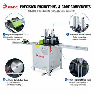 Máquina de corte semiautomática JUNDE con control de pedal, estable, precisa, de 90 grados para perfiles de puertas y ventanas de aleación de aluminio - Product Image 1