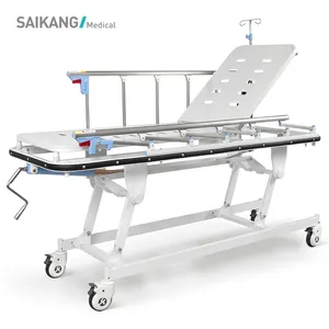 SKB038-4 SAIKANG Stainless Steel Hospital Ambulance Stretcher 2 Function Medical Patient Transfer Trolley