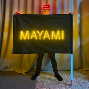 Mayami <b>Light</b> Up Flag Double Sided <b>LED</b> Polyester Banner Aluminum Pole Cheering Props For <b>Bars</b> Nightclubs - Product Image 1