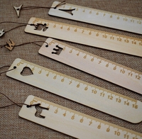 Houten, hol gesneden liniaal met rechte lijnen, bladwijzers, meetinstrumenten (15 cm), creatieve studentenprijzen, reissouvenirs, Kerstmis