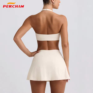 ملابس رياضية نسائية من قطعتين للبيع بالجملة، طقم يوجا للصالة الرياضية، توب قصير للتمرين، طقم تنس ويوجا، ملابس رياضية، تنورة جولف عالية الجودة - Product Image 4