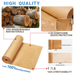 Tái Chế Tùy Chỉnh Kích Thước Tổ Ong Bao Bì Giấy Tổ Ong Đệm Giấy Cuộn Màu Nâu Tổ Ong Giấy Kraft - Product Image 2