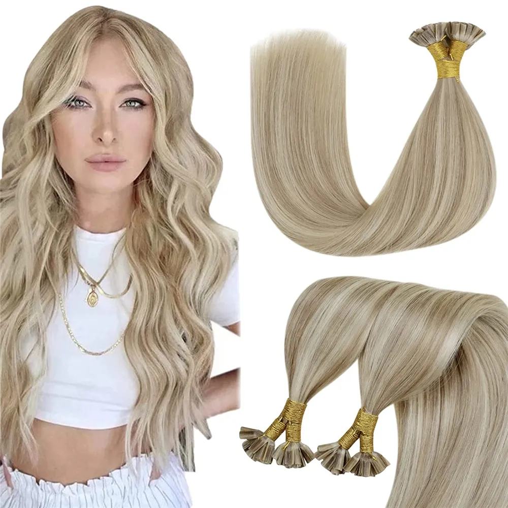 Top Quality 20 22 24 26 28 Inches Keratin Bonds Virgin Unprocessed Slavic Double Drawn Natural Russian Hair Extensions Sale