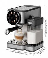 Machine à expresso automatique OEM en gros, cafetière italienne 1350W, machine à expresso 1,2L d'eau, réservoir de lait 1L, directement de l'usine