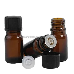 Wholesale Refillable Empty Amber Glass Essential Oil Bottle Attar Vials with Orifice Reducer and Plastic Screw Cap