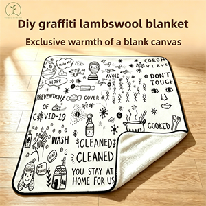 Couverture douce et moelleuse Hope DIY colorable sur le thème de la pandémie, avec housse lavable, pour soulager le stress des adultes (à éviter de la manipuler après une utilisation). - Product Image 1