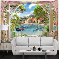 Tapisserie murale en polyester avec motif de montagne, rivière et Fuji, impression HD, résistante à la décoloration, légère, OEM ODM