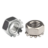 Écrou hexagonal denté de type K M4 de haute qualité avec rondelle à dents externes, grade 4.10, en alliage zingué noir, écrou de blocage K