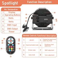 Projecteur PAR LED RGB 36 lumières professionnel avec télécommande RF pour éclairage de scène, mariages, fêtes à domicile et discothèques