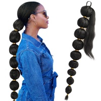 WP31 Extension de queue de cheval ombrée de 32 pouces, 150g, avec élastique, extensions de cheveux synthétiques lisses à enrouler, styles tressés Yaki