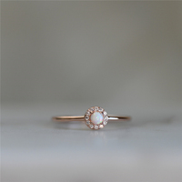 Bague en argent Sterling, opale blanche et Cz