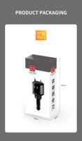 Cargador de Coche con Encendedor de Cigarrillos Retráctil Doble, Carga Rápida PD, Cables USB-C Retráctiles con Puertos USB-C y USB-A