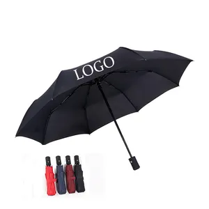Оптовая продажа, трехслойные складные дождевые Зонтики из эпонж 190T, автоматические с логотипом
