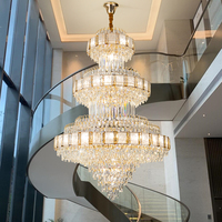 Lustre en cristal LED de luxe pour villa, grand escalier intérieur, hall d'entrée élégant, hôtel duplex, salle de banquet de mariage, luminaire suspendu