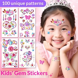 Autocollants en plastique pour enfants, autocollants en forme de gemmes, autocollants en cristal pour le visage, autocollants de dessins animés, autocollants de princesse pour filles, 3D, jouet pour le festival du 1er juin - Product Image 5