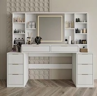 Coiffeuse moderne en bois massif de chêne avec miroir LED, 59 pouces, grande table de maquillage, 8 tiroirs, rangement réglable, pour salon et appartement