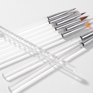 Ensemble de 16 pinceaux à ongles en acrylique transparent avec logo personnalisé, pour peinture, estompage, liner, gel UV, manucure, nail art - Product Image 1