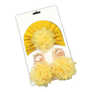 MIO bébé infantile 100% coton chaussettes chapeau cadeau ensemble 0-12 mois nouveau-né doux anti-dérapant cheville chaussettes couleur unie fleur bonnet bébé chapeau - Product Image 5