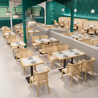 Restaurant PurelyFeel Canapé de stand en rotin tissé en bois massif Style sud-est asiatique Restaurant de thé Combinaison chaise et table en bois