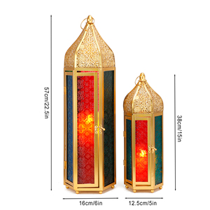 Bộ 2 ramadan Arabic phong cách Ma-rốc đèn lồng với đám cưới thủy tinh đầy màu sắc và các bữa tiệc lễ hội trang trí món quà hoàn hảo - Product Image 3