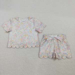 ชุดเด็กผู้หญิงลายตารางสีเขียว คอปกปีเตอร์แพน เสื้อแขนกุดพร้อมกางเกงขาสั้นผูกเชือกเข้าชุด ชุดลำลองสำหรับเด็กฤดูร้อน - Product Image 3