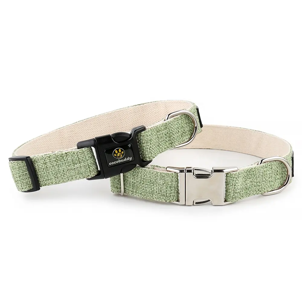 Wholesale Plain Color Eco-friendly Cotton Webbing Hemp Dog Collar with Matching Leash and Harness