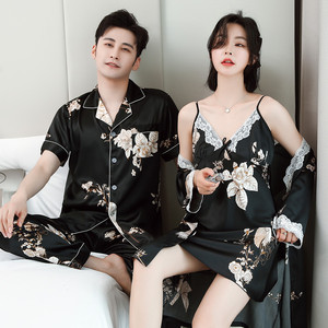 Pijamas de pareja Falda con <span class=keywords><strong>tirantes</strong></span> femenina Camisón Cierre de cintura elástica Tejido térmico para servicio doméstico Uso de Primavera/Verano - Product Image 3