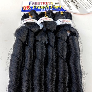 3x <span class=keywords><strong>Tresses</strong></span> françaises bouclées pour tressage au crochet, fibres premium pré-étirées, 3x boucles françaises, 22 pouces, en stock, livraison rapide - Product Image 6